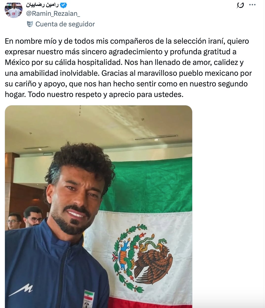 Selección de Irán se despide y agradece a México