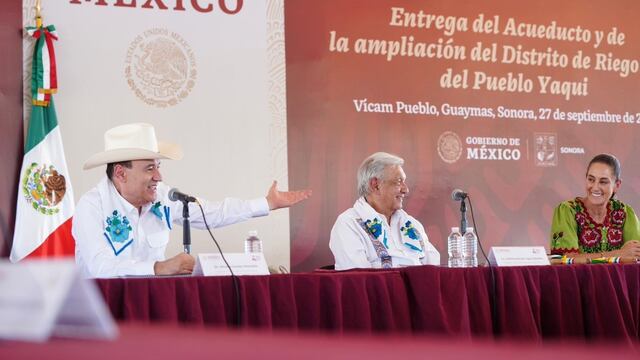 Alfonso Durazo, AMLO y Claudia Sheinbaum en Sonora