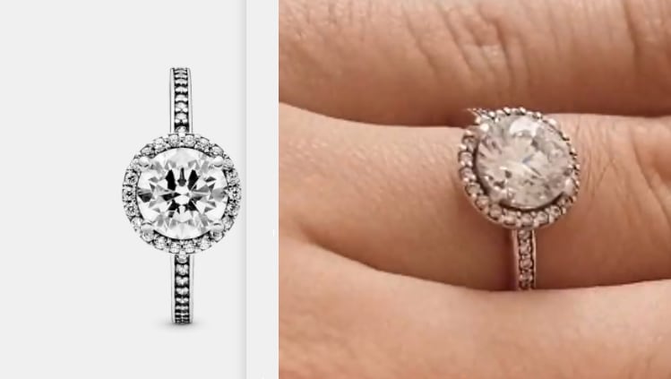 Comparación del anillo de compromiso de Daniela Rodrice.