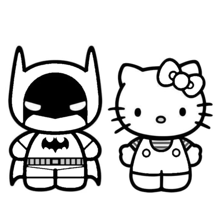 Dibujos de Hello Kitty con su papá para colorear por el Día del Padre