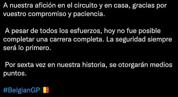 La Fórmula 1 sobre el Gran Premio de Bélgica