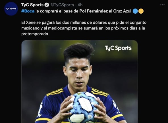 Pol Fernández jugará en Boca Juniors