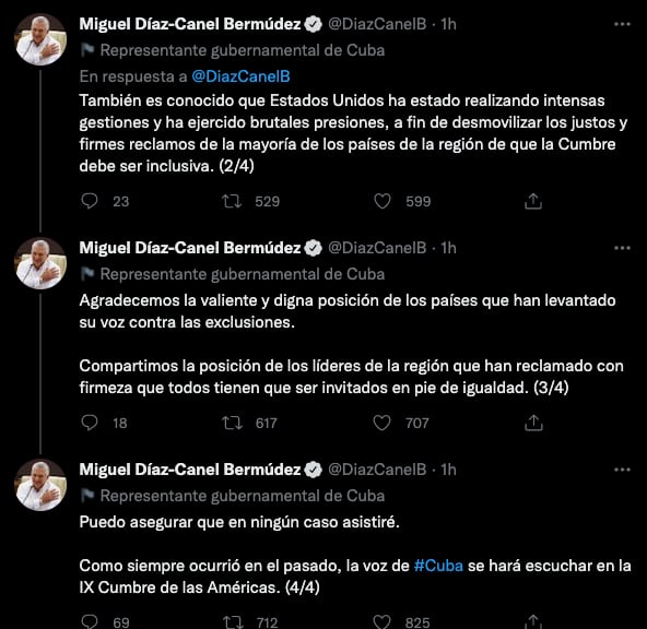 Hilo de Miguel Díaz-Cannel , presidente de Cuba