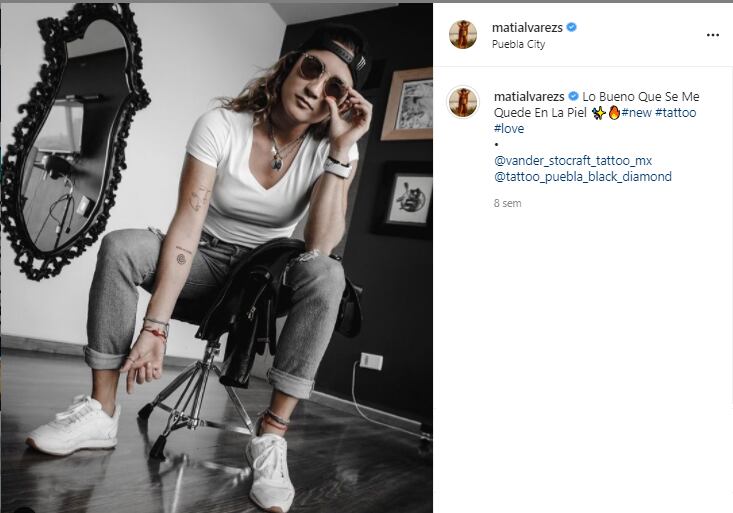 Instagram; Mati Álvarez enseña sus tatuajes.