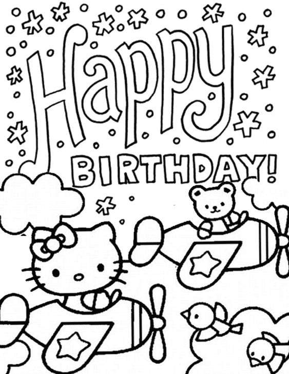 Dibujos de Hello Kitty cumpleaños para colorear