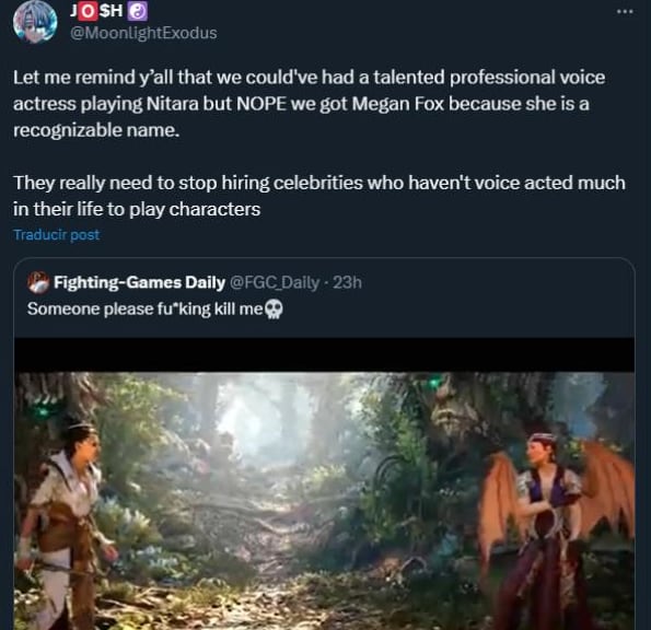 Comentarios sobre Megan Fox en Mortal Kombat 1