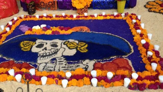 Tapete de aserrín para Día de Muertos