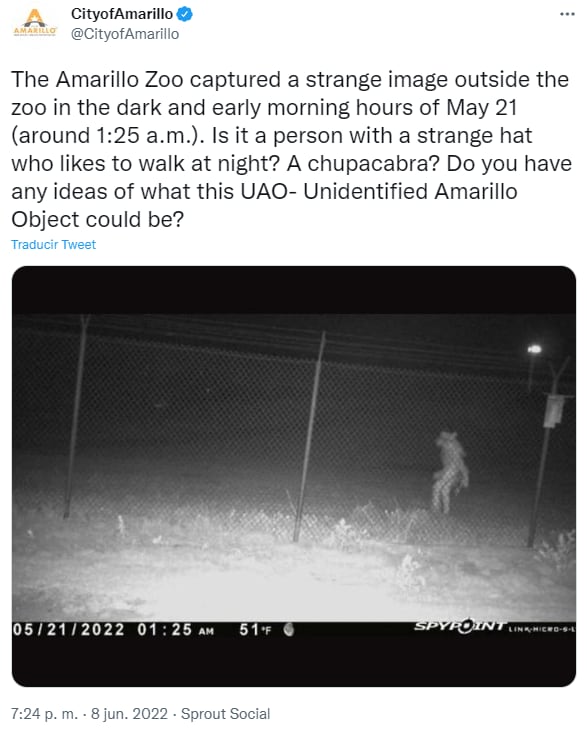 Publicación sobre la criatura extraña captada en zoológico de Texas