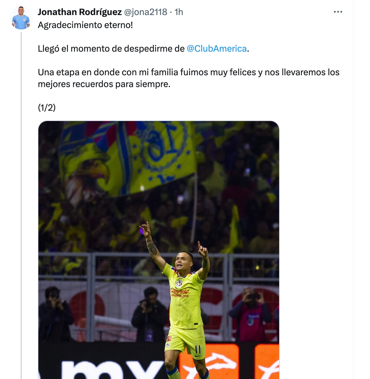 Cabecita Rodríguez se despide del América