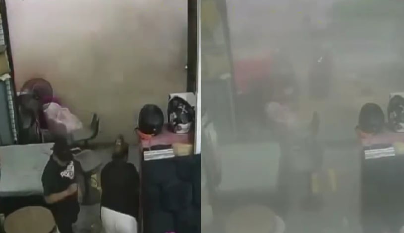Video muestra colapso de barda en calle Allende del Centro Histórico