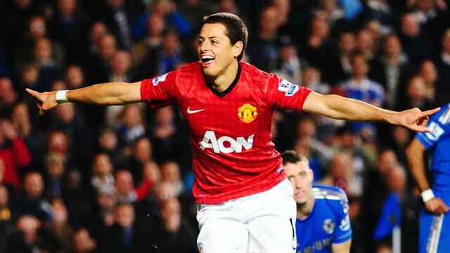 Hernández celebra un gol con el Man-U