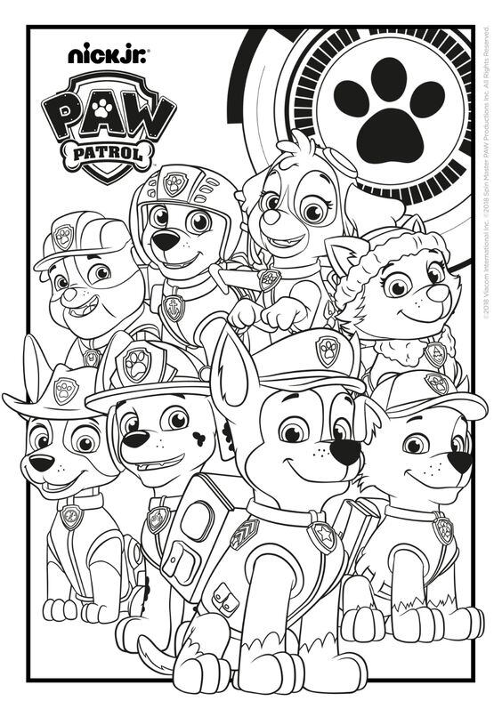 Dibujos de Paw Patrol regreso a clases para colorear