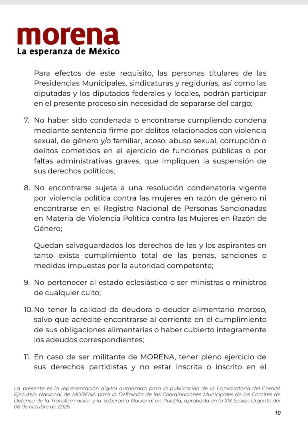 Morena abre convocatoria a coordinaciones municipales para las elecciones 2027