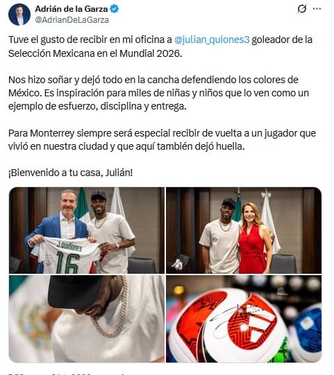 Adrián de la Garza muestra su encuentro con Julián Quiñones en Monterrey.