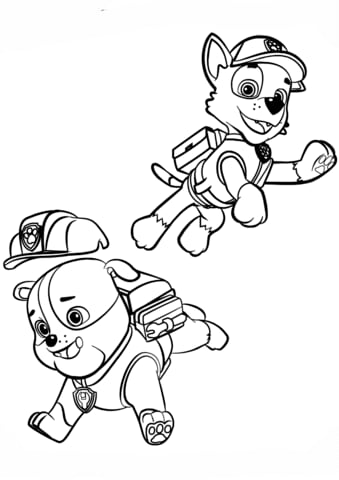 Dibujos para colorear de Rubble y Rocky de Paw Patrol