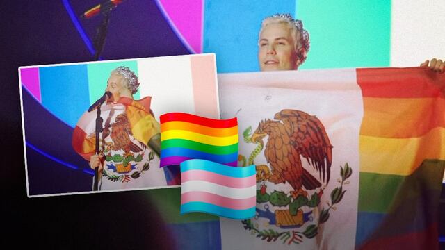 Christian Chávez muestra bandera de México LGBT en concierto de RBD.