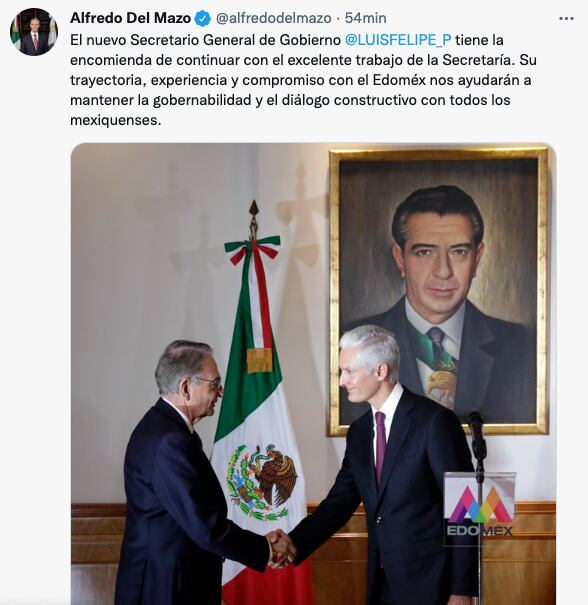 Alfredo del Mazo integra a Luis Felipe Puente Espinosa como secretario de Gobernación