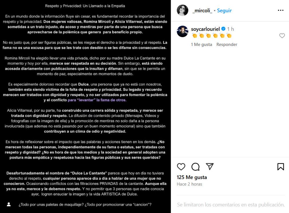 Alicia Villarreal y Romina Mircoli se unen para pedir respeto a su vida privada