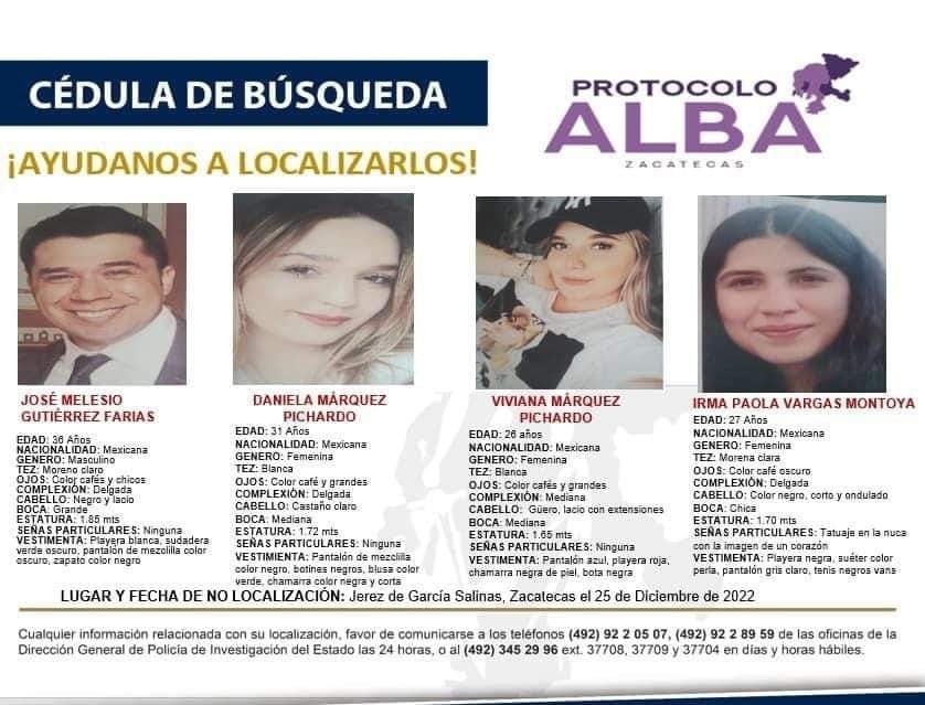Alerta Alba por desaparición en Zacatecas