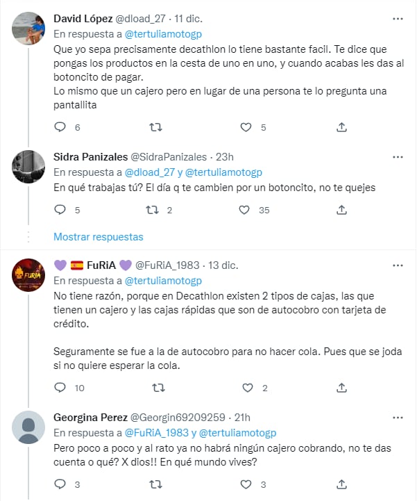 Reacciones al reclamo de una clienta de Decathlon