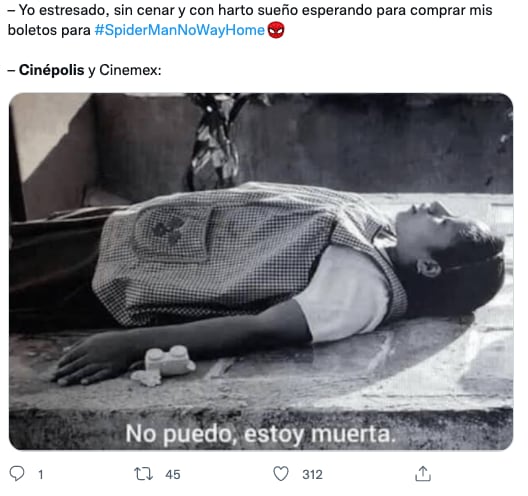 Memes de la caída de Cinépolis y Cinemex  tras la preventa de 'Spider-Man: No Way Home'