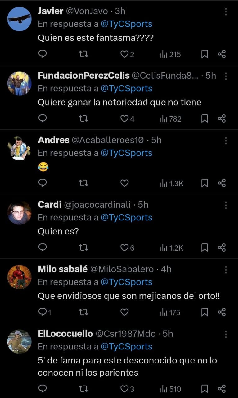 Comentarios sobre las declaraciones de Nico Sánchez.