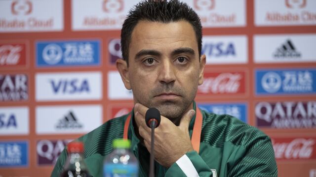 Xavi durante una conferencia de prensa