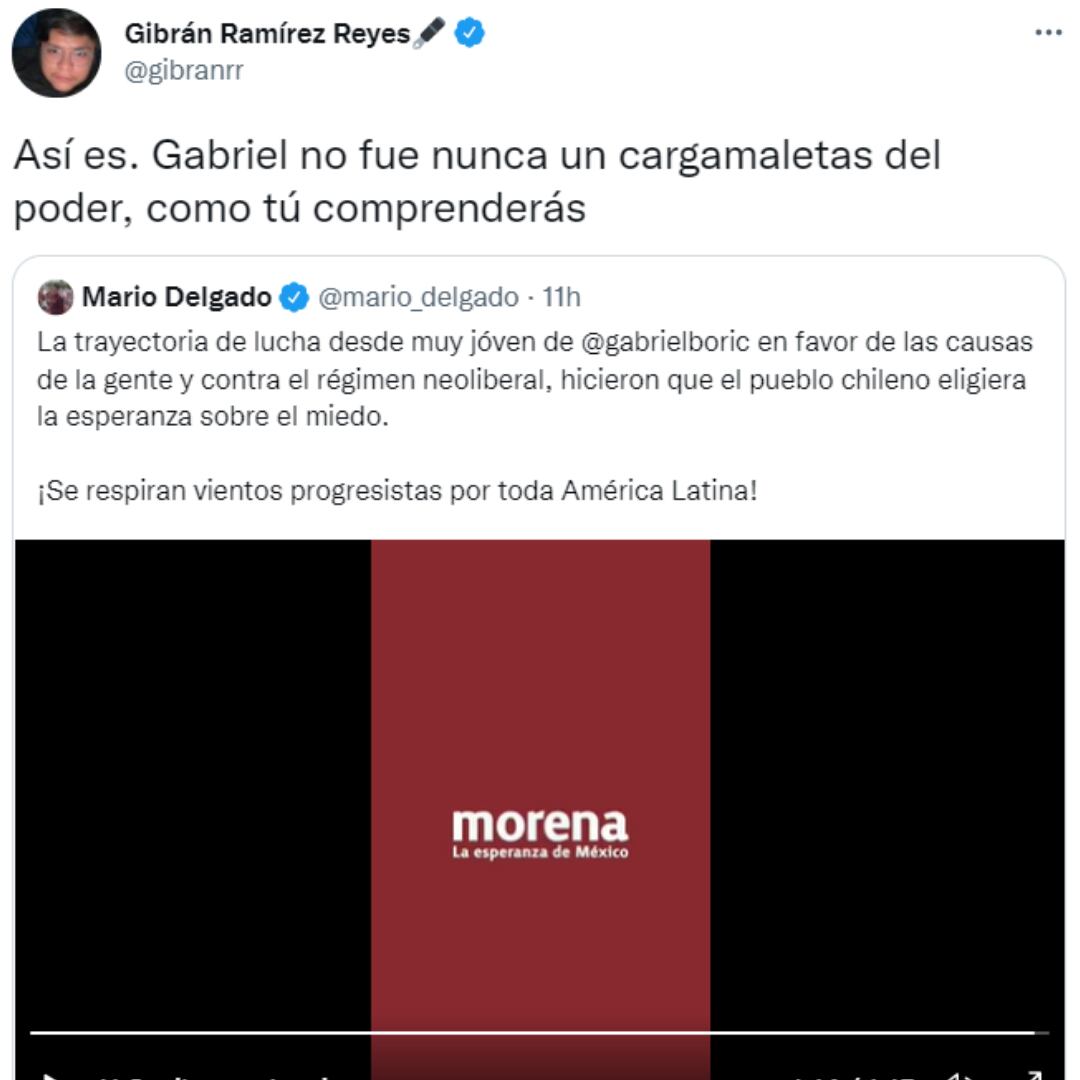 Captura de pantalla de Gibrán Ramírez de Twitter