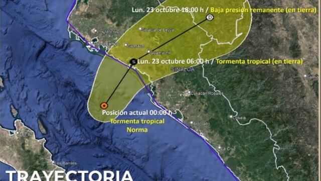 La depresión tropical Norma está ocasionando lluvias torrenciales en el estado de Sinaloa