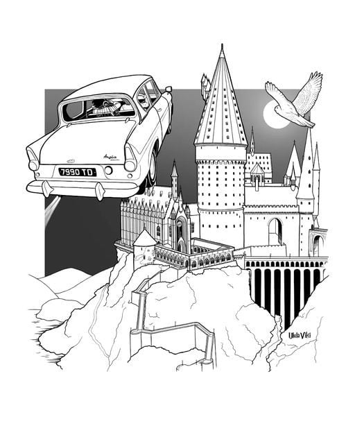 Castillo de Harry Potter para colorear