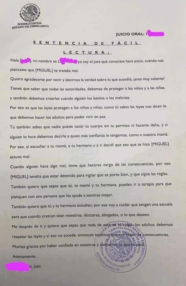 Sentencia de Fácil Lectura