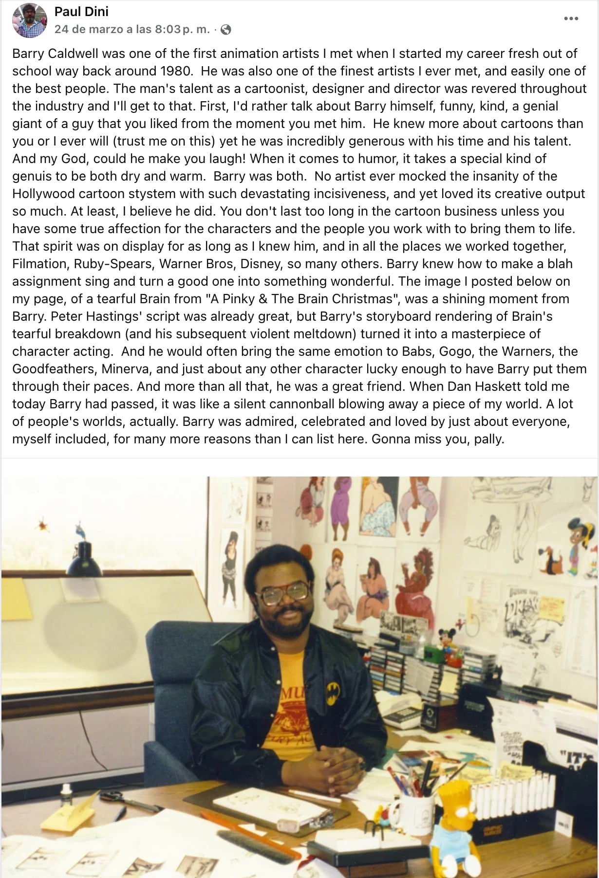 Barry Caldwell, animador deAnimaniacs ha muerto