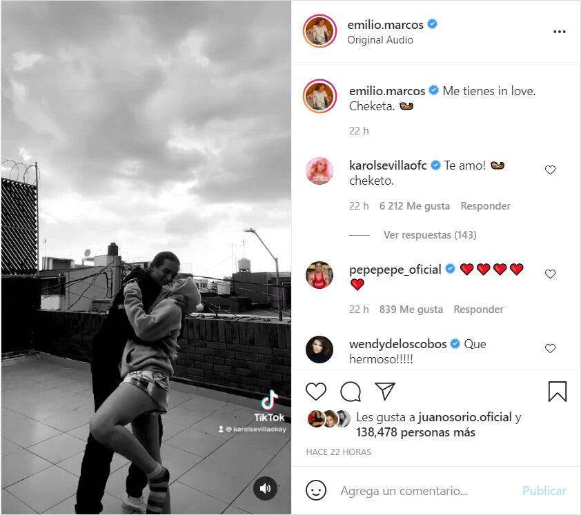 Publicación de Emilio Osorio en Instagram