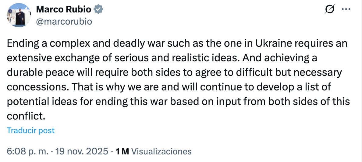 Marco Rubio revela que se elaboran propuestas para terminar con la guerra entre Rusia y Ucrania