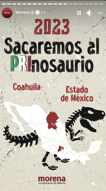 Morena compartió otra historia con el error corregido