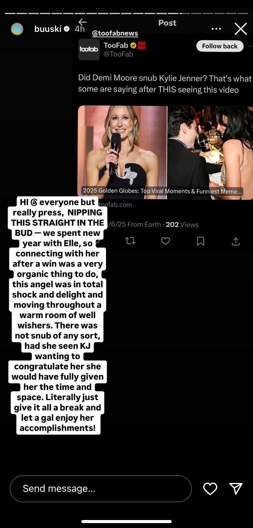 El video de Demi Moore ignorando a Kylie Jenner en Globos de Oro 2025 ya se hizo viral