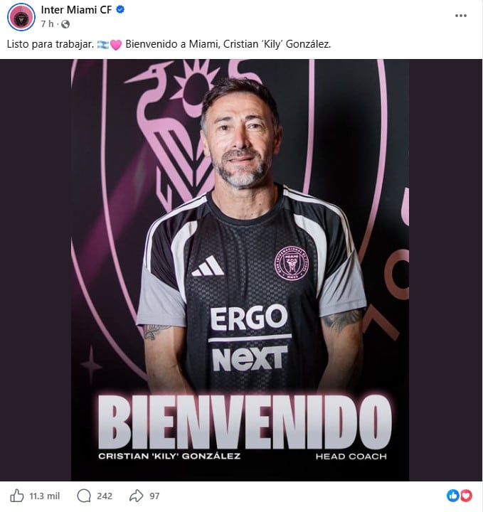 Cristian “Kily” González nuevo entrenador de Lionel Messi Inter Miami