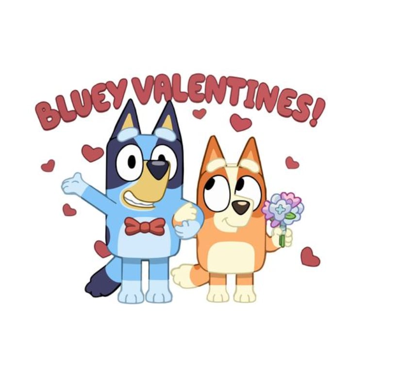 Bandit y Chili en las cartas de Bluey para San Valentín