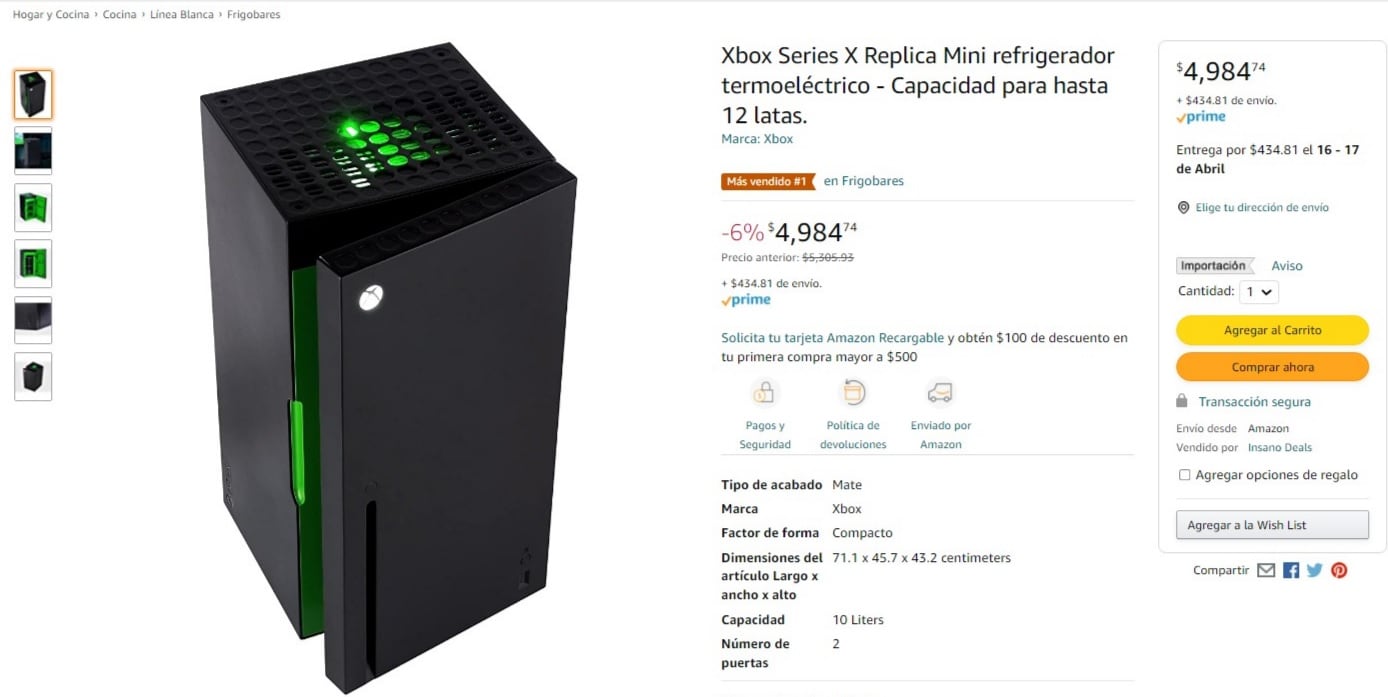 Refrigerador 'Xbox' disponible en 'Amazon'