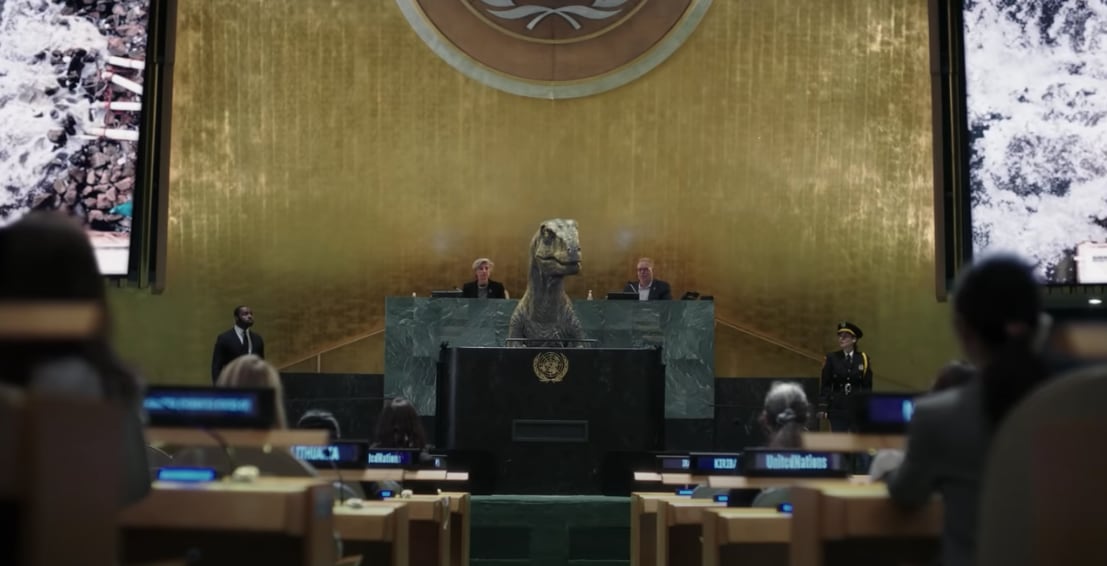 Dinosaurio advierte a la ONU sobre la extinción