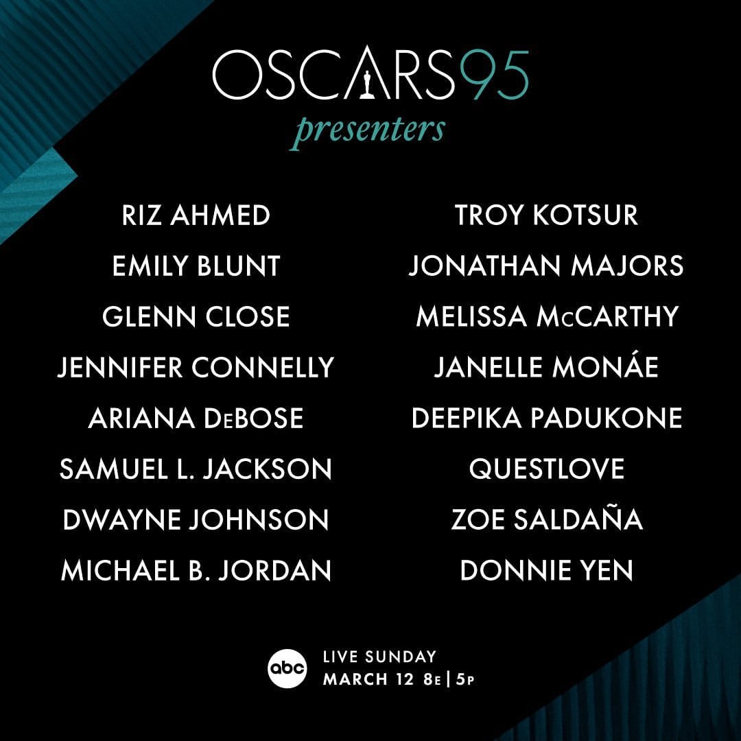 Lista de presentadores y conductores en los Premios Oscar 2023