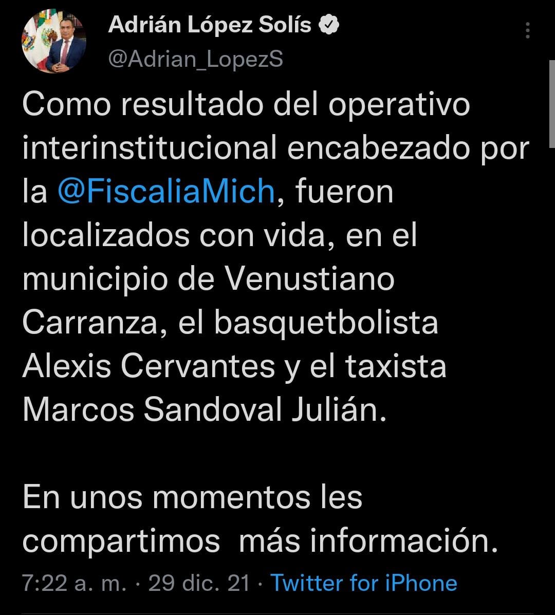 Alexis Cervantes es localizado con vida en compañía de Marcos Sandoval