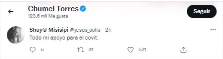 Chumel Torres da like a mensaje que "apoya" al Covid-19