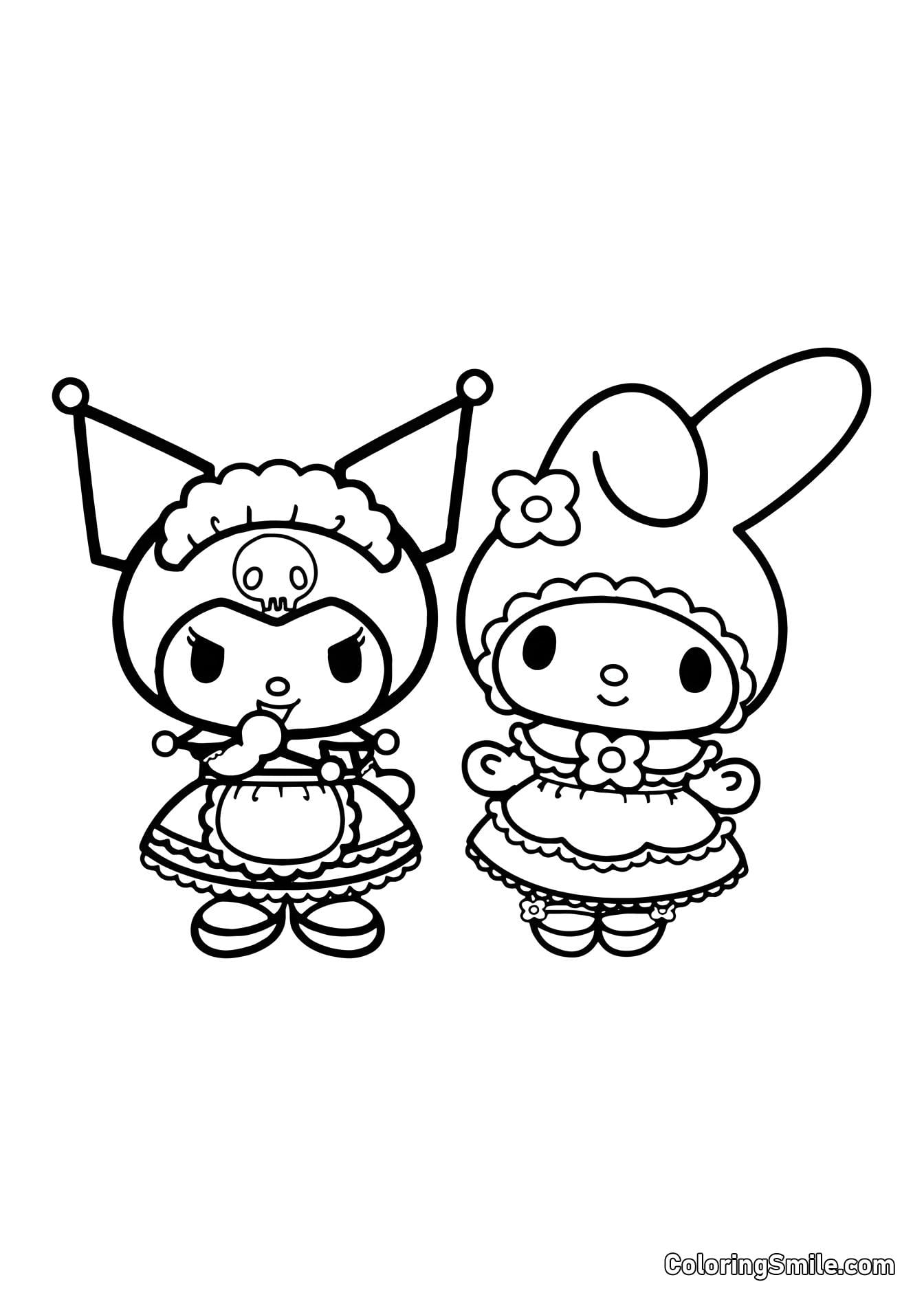 Dibujos de My Melody y Kuromi, amigas de Hello Kitty