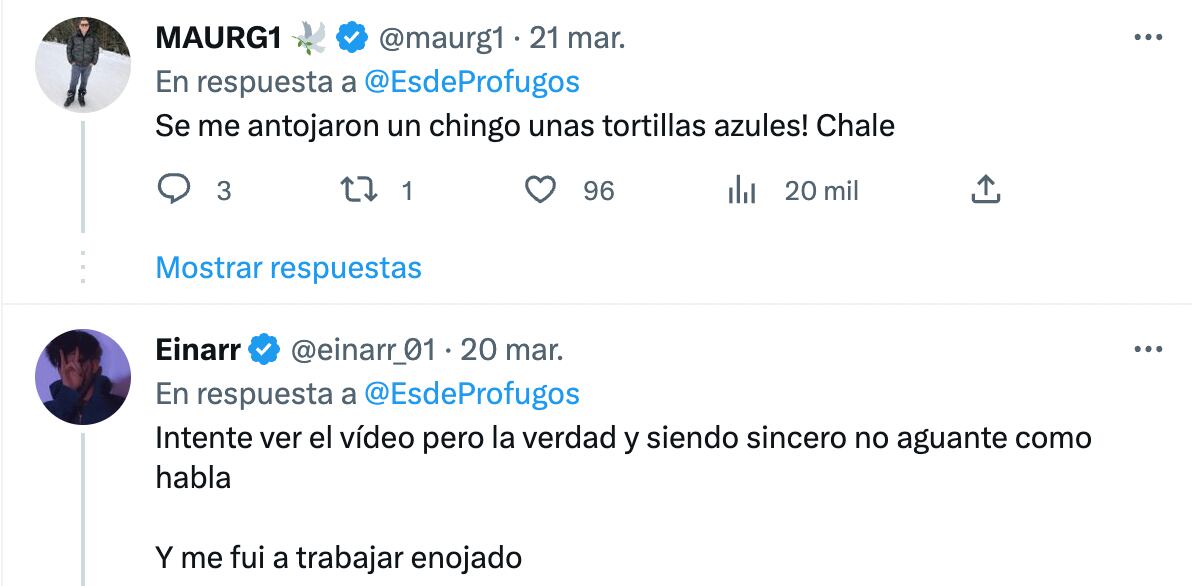 Comentarios a las tortillas azules