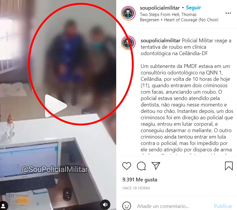 VIDEO un policía militar de Brasil evita asalto en consultorio dental