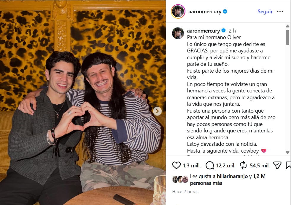 Aaron Mercury se despide de Oliver Tree