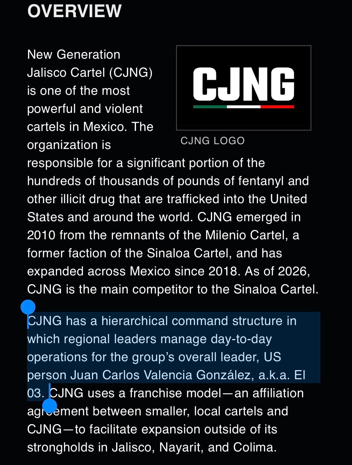 Estados Unidos revela que Juan Carlos Valencia González "El 03", es el nuevo líder del CJNG