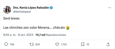 Kenía López Rabadán exhibe su racismo con comentario sobre las chinches