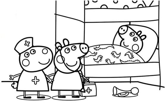 Dibujos de Peppa Pig doctora para colorear en el Día del Médico en México